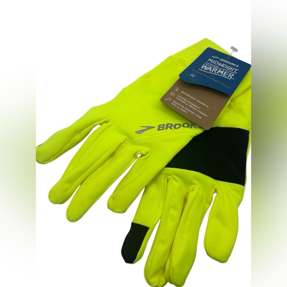 Unisex Brooks High-Visibility Yellow Running Gloves Midweight Warmth - Picture 1 of 7